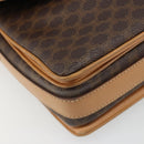 CELINE Macadam Canvas Shoulder Bag PVC Leather Brown Gold Auth ka4853-12