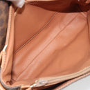 CELINE Macadam Canvas Shoulder Bag PVC Leather Brown Gold Auth ka4853-18