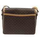 CELINE Macadam Canvas Shoulder Bag PVC Leather Brown Gold Auth ka4853-3