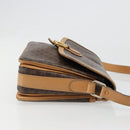 CELINE Macadam Canvas Shoulder Bag PVC Leather Brown Gold Auth ka4853-4