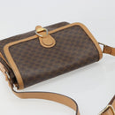 CELINE Macadam Canvas Shoulder Bag PVC Leather Brown Gold Auth ka4853-6