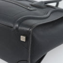 CELINE Luggage Micro Shopper Hand Bag Leather Black Silver Auth ka4855SAM-9