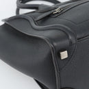 CELINE Luggage Micro Shopper Hand Bag Leather Black Silver Auth ka4855SAM-14