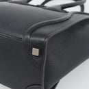 CELINE Luggage Micro Shopper Hand Bag Leather Black Silver Auth ka4855SAM-15