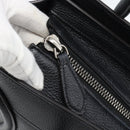 CELINE Luggage Micro Shopper Hand Bag Leather Black Silver Auth ka4855SAM-18