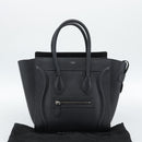CELINE Luggage Micro Shopper Hand Bag Leather Black Silver Auth ka4855SAM-12