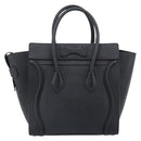 CELINE Luggage Micro Shopper Hand Bag Leather Black Silver Auth ka4855SAM-2