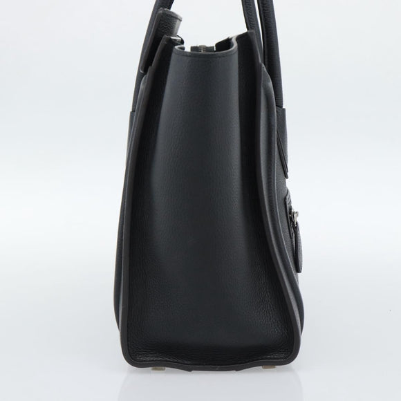 CELINE Luggage Micro Shopper Hand Bag Leather Black Silver Auth ka4855SAM