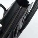 CELINE Luggage Micro Shopper Hand Bag Leather Black Silver Auth ka4855SAM-6