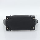 CELINE Luggage Micro Shopper Hand Bag Leather Black Silver Auth ka4855SAM-5
