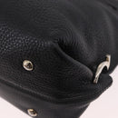 Salvatore Ferragamo Gancini Hand Bag Leather 2way Black Silver Auth ka4860A-18