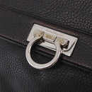 Salvatore Ferragamo Gancini Hand Bag Leather 2way Black Silver Auth ka4860A-19