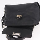 Salvatore Ferragamo Gancini Hand Bag Leather 2way Black Silver Auth ka4860A-21