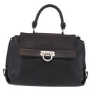 Salvatore Ferragamo Gancini Hand Bag Leather 2way Black Silver Auth ka4860A-13
