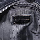 Salvatore Ferragamo Gancini Hand Bag Leather 2way Black Silver Auth ka4860A-22
