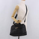Salvatore Ferragamo Gancini Hand Bag Leather 2way Black Silver Auth ka4860A-27