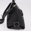 Salvatore Ferragamo Gancini Hand Bag Leather 2way Black Silver Auth ka4860A-3