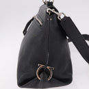 Salvatore Ferragamo Gancini Hand Bag Leather 2way Black Silver Auth ka4860A-4