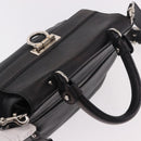 Salvatore Ferragamo Gancini Hand Bag Leather 2way Black Silver Auth ka4860A-6