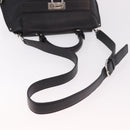 Salvatore Ferragamo Gancini Hand Bag Leather 2way Black Silver Auth ka4860A-8
