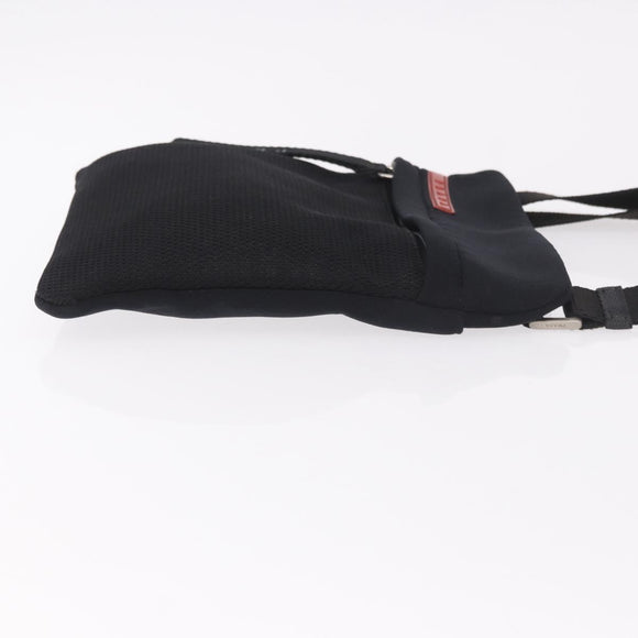PRADA Sports Line Shoulder Bag Cotton Black Silver Auth ka4861