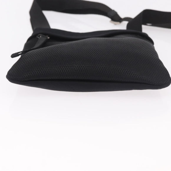 PRADA Sports Line Shoulder Bag Cotton Black Silver Auth ka4861