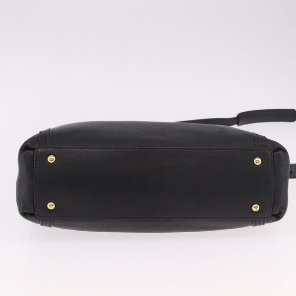 MCM Hand Bag Leather 2way Black Gold Auth ka4862