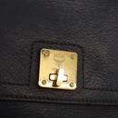 MCM Hand Bag Leather 2way Black Gold Auth ka4862-10