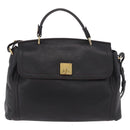 MCM Hand Bag Leather 2way Black Gold Auth ka4862-13