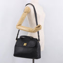 MCM Hand Bag Leather 2way Black Gold Auth ka4862-24