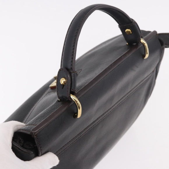 MCM Hand Bag Leather 2way Black Gold Auth ka4862