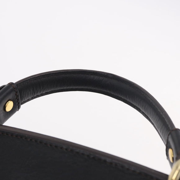 MCM Hand Bag Leather 2way Black Gold Auth ka4862