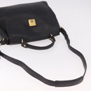 MCM Hand Bag Leather 2way Black Gold Auth ka4862-8