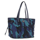 PRADA Tote Bag Nylon Blue Silver Auth ka4864-1