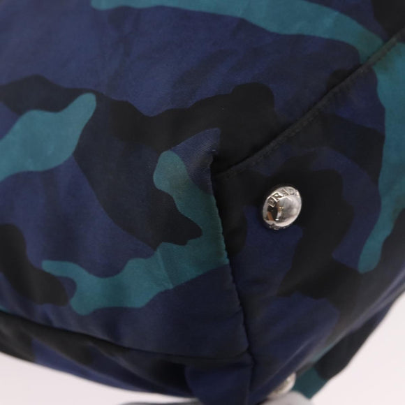 PRADA Tote Bag Nylon Blue Silver Auth ka4864