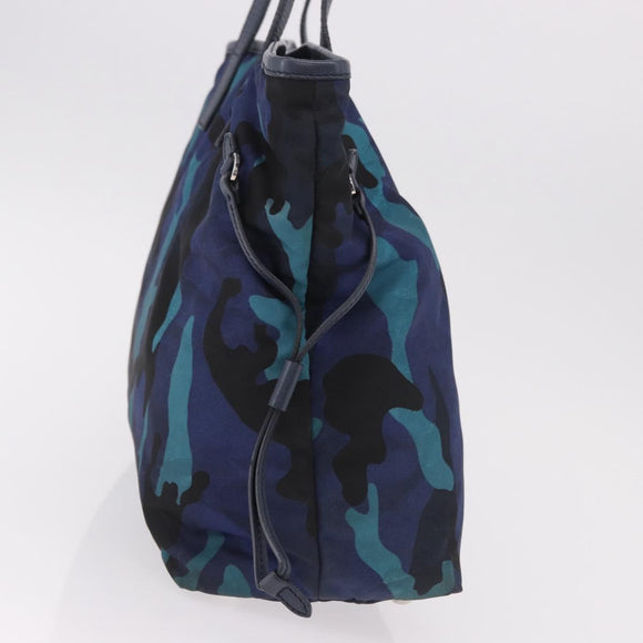 PRADA Tote Bag Nylon Blue Silver Auth ka4864
