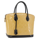 LOUIS VUITTON Monogram Vernis Lockit PM Tote Bag Beige Black M90251 Auth ka4865-1