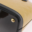 LOUIS VUITTON Monogram Vernis Lockit PM Tote Bag Beige Black M90251 Auth ka4865-16
