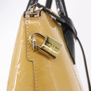 LOUIS VUITTON Monogram Vernis Lockit PM Tote Bag Beige Black M90251 Auth ka4865-19