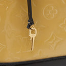 LOUIS VUITTON Monogram Vernis Lockit PM Tote Bag Beige Black M90251 Auth ka4865-20