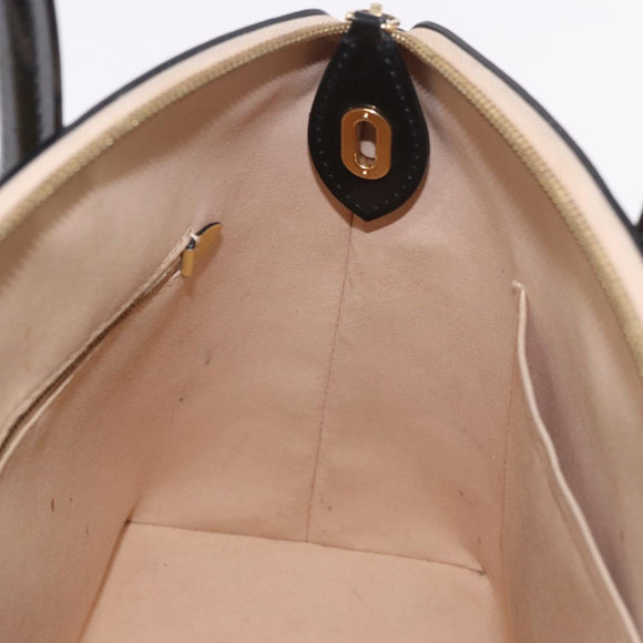 LOUIS VUITTON Monogram Vernis Lockit PM Tote Bag Beige Black M90251 Auth ka4865