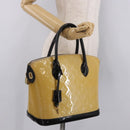 LOUIS VUITTON Monogram Vernis Lockit PM Tote Bag Beige Black M90251 Auth ka4865-27