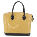 LOUIS VUITTON Monogram Vernis Lockit PM Tote Bag Beige Black M90251 Auth ka4865-2