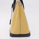 LOUIS VUITTON Monogram Vernis Lockit PM Tote Bag Beige Black M90251 Auth ka4865-3
