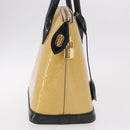 LOUIS VUITTON Monogram Vernis Lockit PM Tote Bag Beige Black M90251 Auth ka4865-4