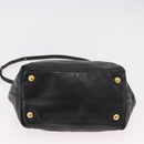 PRADA Hand Bag Leather 2way Black Gold Auth ka4866-5