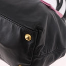 PRADA Hand Bag Leather 2way Black Gold Auth ka4866-17