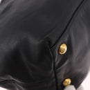 PRADA Hand Bag Leather 2way Black Gold Auth ka4866-18