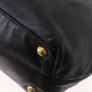 PRADA Hand Bag Leather 2way Black Gold Auth ka4866-19