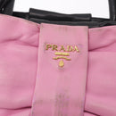 PRADA Hand Bag Leather 2way Black Gold Auth ka4866-10